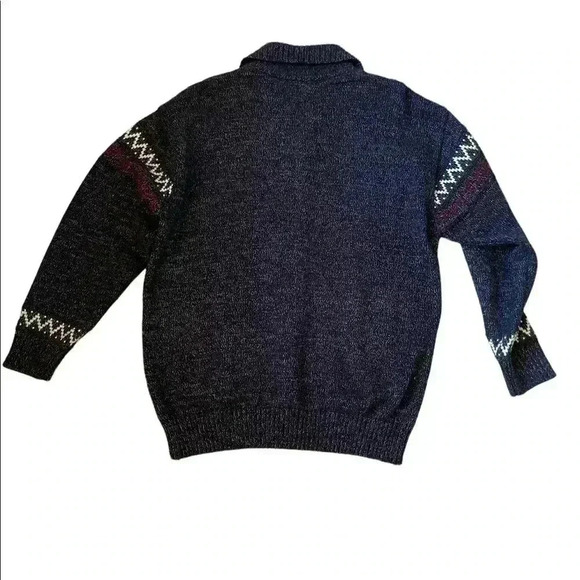 Turkey Wool Blend Winter Navy Full Zip Sweater Jacket Size M - Picture 6 of 6